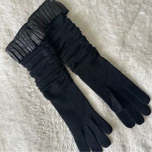 NWOT Portolano Merino Wool Long Gloves with Leather Accent